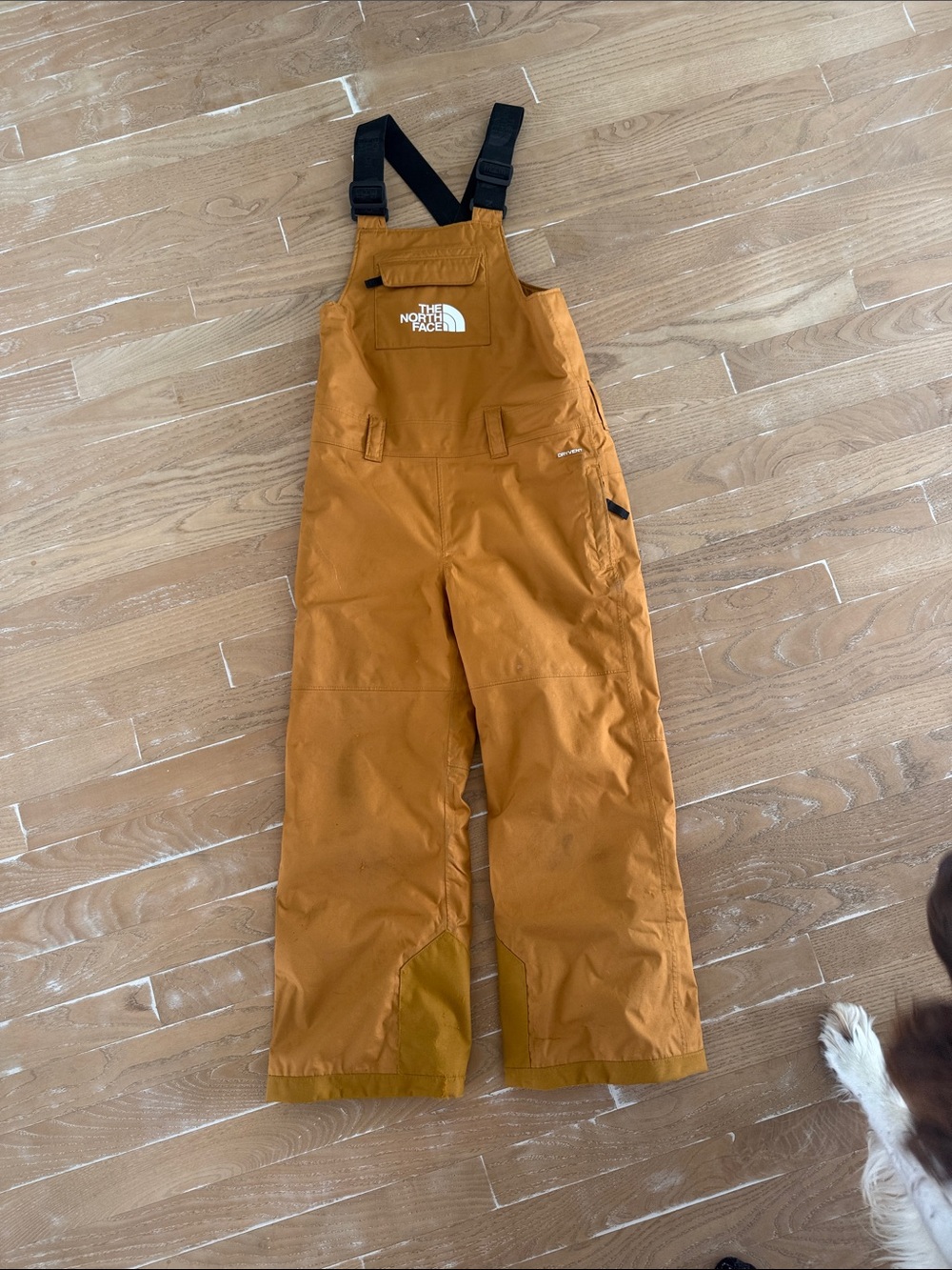 The North Face Rust Orange Snow Bib Overalls with Black Straps